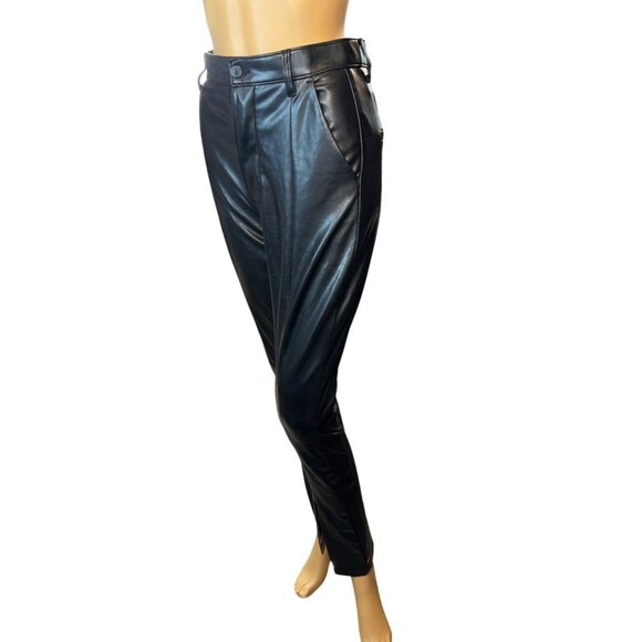 Abercrombie & Fitch Womens 90s Straight Ultra High Rise Faux Leather Pants Black - Picture 2 of 5
